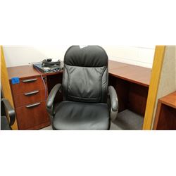1-2Pc desk Cherrywood w/ Side DR Plus Solid Desk + 1 Leather Adjustable Chair on wheels