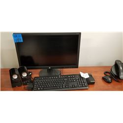 1-HP Monitor D241P W/ Dock + Keyboard + Set of Speakers