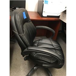 2 PC Cherrywood Finish Desk w/ side Table on wheels PLUS Leather adjustable office chairs PLUS mesh 