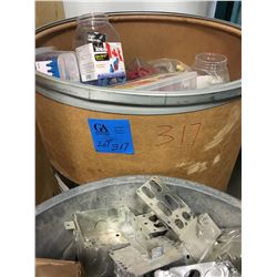 1 Bin 50 gal drum full marretts all sizes PLUS 50gal Bin of Electrical Boxes