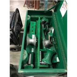 Greenlee Asst'd Cable Type Sheaves Rollers + Tray plus pail of chain