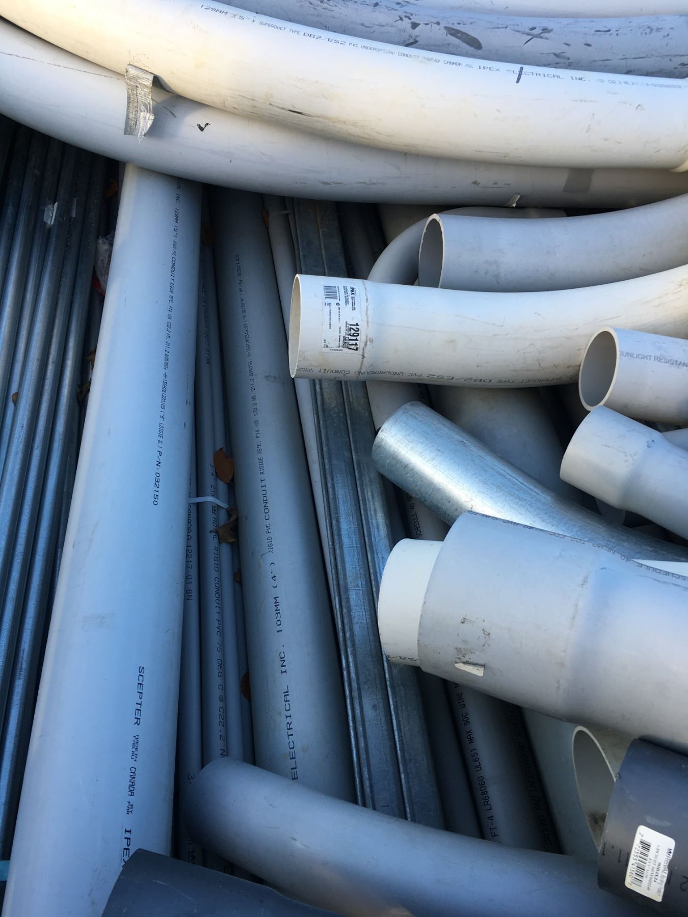 Large Amount of IPEX 5" PVC Conduit, Plus 4", 2", Numerous Steel and