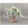 Image 1 : Chinese Hardstone Carved Flower with Cloisonne Pot