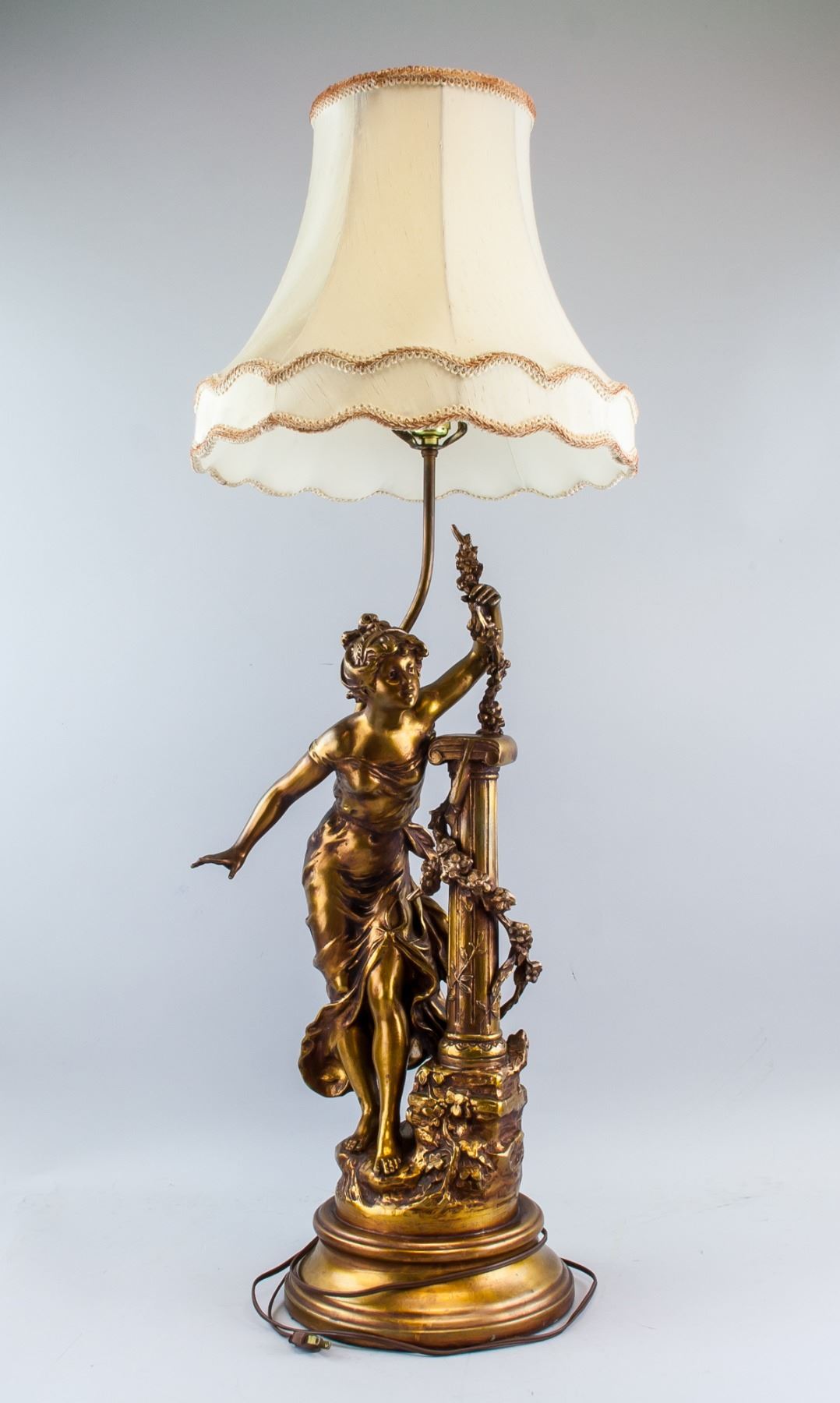 Vintage Copper Fairy Lamp w/ Shade Artist Stamped