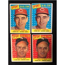 1958 ALL-STAR SPORT MAGAZINE BASEBALL CARD LOT (TEMPLE/ FOX)