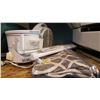 Image 1 : CURTAIN, CURTAIN RODS, HEATERS, AND PROCTOR SILEX COOKER