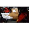 Image 1 : ELECTRIC POWER WASHER, CRAFTSMAN GAS CHAINSAW, BOX OF TRANSISTORS AND ELECTRICAL HARDWARE, BATTERY C