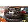 Image 1 : 2 MOTORCYCLE TIRES AND SET OF TRUCK HUBCAPS