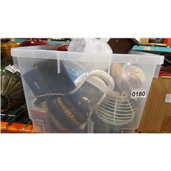 TOTE OF ESTATE GOODS, HARLEY DECOR, AND CLOCK