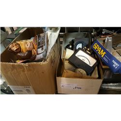 2 BOXES OF JACKHAMMER BITS, SPRAYER, AND GAUGES AND MONKEY PLANTER AND PLANTERS