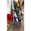 Image 2 : LARGE LOT OF BROOMS MOPS AND SQUEEGEE MOP BUCKET ETC