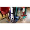Image 3 : LARGE LOT OF BROOMS MOPS AND SQUEEGEE MOP BUCKET ETC