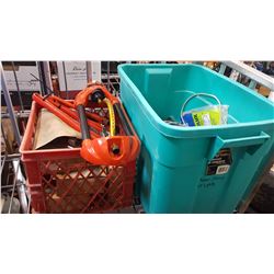 TOTE AND CRATE OF PLUMBING SUPPLIES