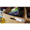 Image 1 : BOX OF ELECTRONICS AND CORDLESS DRILL