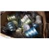 Image 2 : BOX OF CANNISTERS AND BOX OF GLASS BOTTLES AND COWBOY HAT