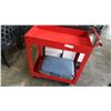 Image 1 : TWO TIER ROLLING RED SHOPPING CART AND VINTAGE JETLINER SUITCASE