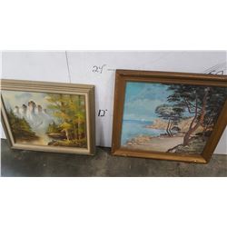 2 OIL PAINTINGS ON CANVAS BY GUSTAV NORSTROM AND OTHER