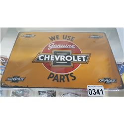 NEW 12 INCH BY 6 INCH TIN CHEVROLET SIGN