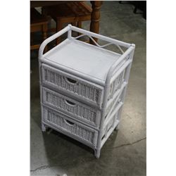 3 DRAWER WHITE WICKER STAND