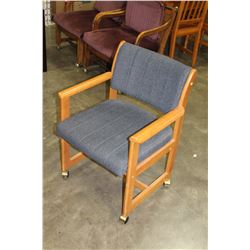 ROLLING WOOD FRAMED CHAIR