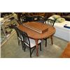 Image 1 : WALNUT DINING TABLE AND 5 METAL FRAME CHAIRS