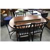 Image 2 : WALNUT DINING TABLE AND 5 METAL FRAME CHAIRS