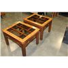 Image 1 : PAIR OF DESIGNER GLASS INSERT TOP END TABLES