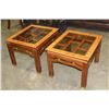 Image 2 : PAIR OF DESIGNER GLASS INSERT TOP END TABLES