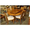 Image 1 : ROUND WALNUT DINING TABLE W/ 2 LEAFS AND 6 CHAIRS