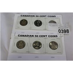 SIX CANADIAN 50 CENT COINS