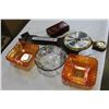 Image 2 : CARNIVAL GLASS AND SILVER OVERLAY DISH BAROMETER AND EASTERN BOX