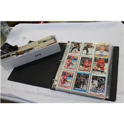 BINDER OF SIGNED HOCKEY CARDS AND TRAY OF HOCKEY CARDS