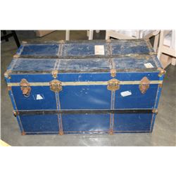 2 BLUE METAL STORAGE TRUNKS