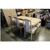 Image 1 : WHITE DINING TABLE W/ 6 CHAIRS AND 2 LEAFS