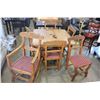 Image 1 : OAK CRANK DINING TABLE W/ CARVED LEGS AND 6 CHAIRS