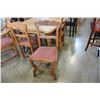 Image 3 : OAK CRANK DINING TABLE W/ CARVED LEGS AND 6 CHAIRS