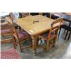 Image 5 : OAK CRANK DINING TABLE W/ CARVED LEGS AND 6 CHAIRS