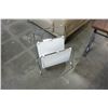 Image 1 : MODERN WHITE LEATHER AND CHROME MAGAZINE RACK