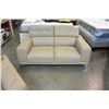 Image 3 : NEW MODERN GENUINE TAN LEATHER TUFTED LOVESEAT AND CHAIR, WITH ADJUSTABLE HEAD RESTS, RETAIL $4699