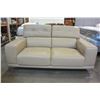 Image 7 : NEW MODERN GENUINE TAN LEATHER TUFTED LOVESEAT AND CHAIR, WITH ADJUSTABLE HEAD RESTS, RETAIL $4699