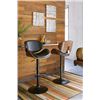 Image 1 : 2 NEW ASHLEY SIGNATURE BENTWOOD AND BROWN LEATHER BAR STOOLS ADJUSTABLE HEIGHT, RETAIL $299 EACH