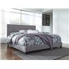 Image 1 : NEW ASHLEY SIGNATURE DESIGN KINGSIZE GREY FABRIC MODERN PLATFORM BEDFRAME RETAIL $1299