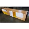 Image 1 : NEW MODERN TV CONSOLE WITH GREY AND YELLOW ACCENTS, RETAIL $799