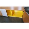 Image 3 : NEW MODERN TV CONSOLE WITH GREY AND YELLOW ACCENTS, RETAIL $799