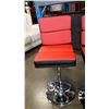 Image 3 : NEW PAIR MODERN RED AND BLACK LEATHER WITH CHROME BAR STOOLS, RETAIL $160 EACH