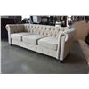 Image 2 : NEW ASHLEY BEIGE TUFTED MODERN SOFA, RETAIL $1499