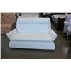 Image 2 : NEW GENUINE WHITE LEATHER TUFTED MODERN LOVESEAT, RETAIL $3299