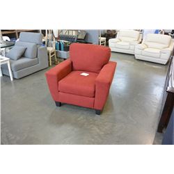 NEW ASHLEY RED FABRIC ACCENT CHAIR RETAIL $1,181