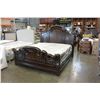 Image 2 : NEW ASHLEY SIGNATURE DESIGN KINGSIZE SLEIGH STYLE CARVED AND BURLED SOLID WOOD BEDFRAME RETAIL $2950