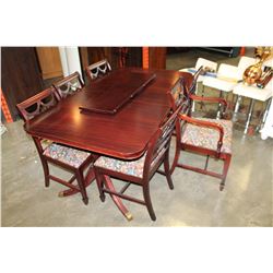 DUNCAN PHYFFE DINING TABLE W/ 2 LEAFS AND 6 CHAIRS